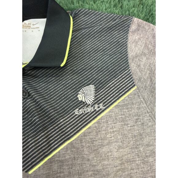 Nike Golf Men's Medium Gray Dri-FIT Polo Shirt Carlisle CC Performance Stripe - Picture 2 of 7